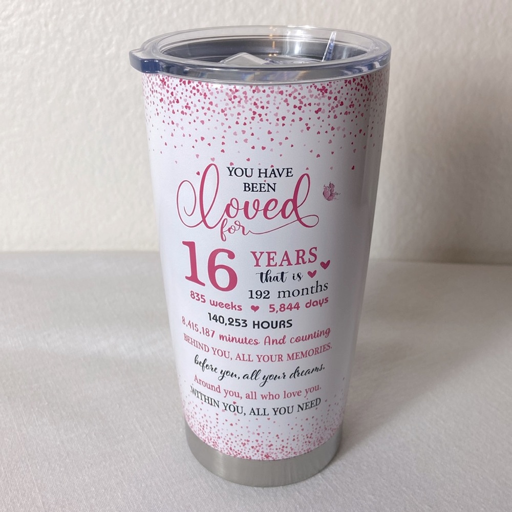 Sweet 16 Insulated Tumbler 20 Oz. Girl’s Birthday Gift - Picture 2 of 2
